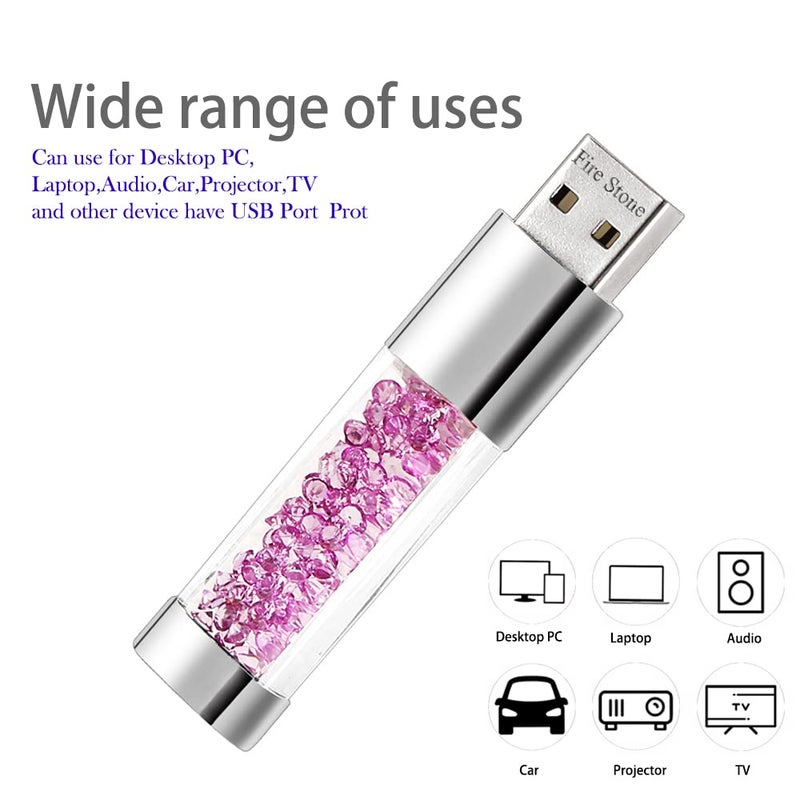 Fire Stone Lovely Diamond USB 2.0 Flash Drive Data Storage Memory Stick USB Stick Pendrive Gift (16GB, Purple) - Image 4